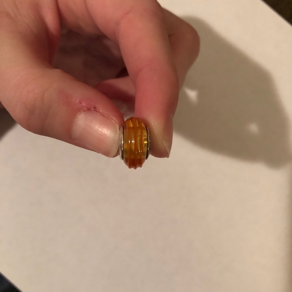 Orange glass pandora charm